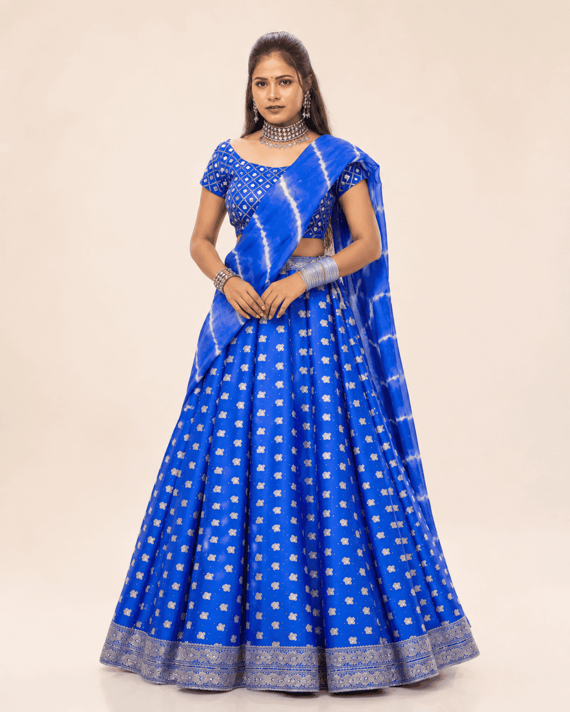Traditional Indian lehenga choli with dupatta